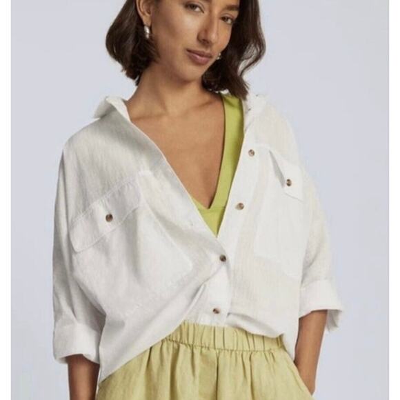 Everlane The Cotton Tourist Shirt Button Down White Oversized Women's Size M - Picture 2 of 12